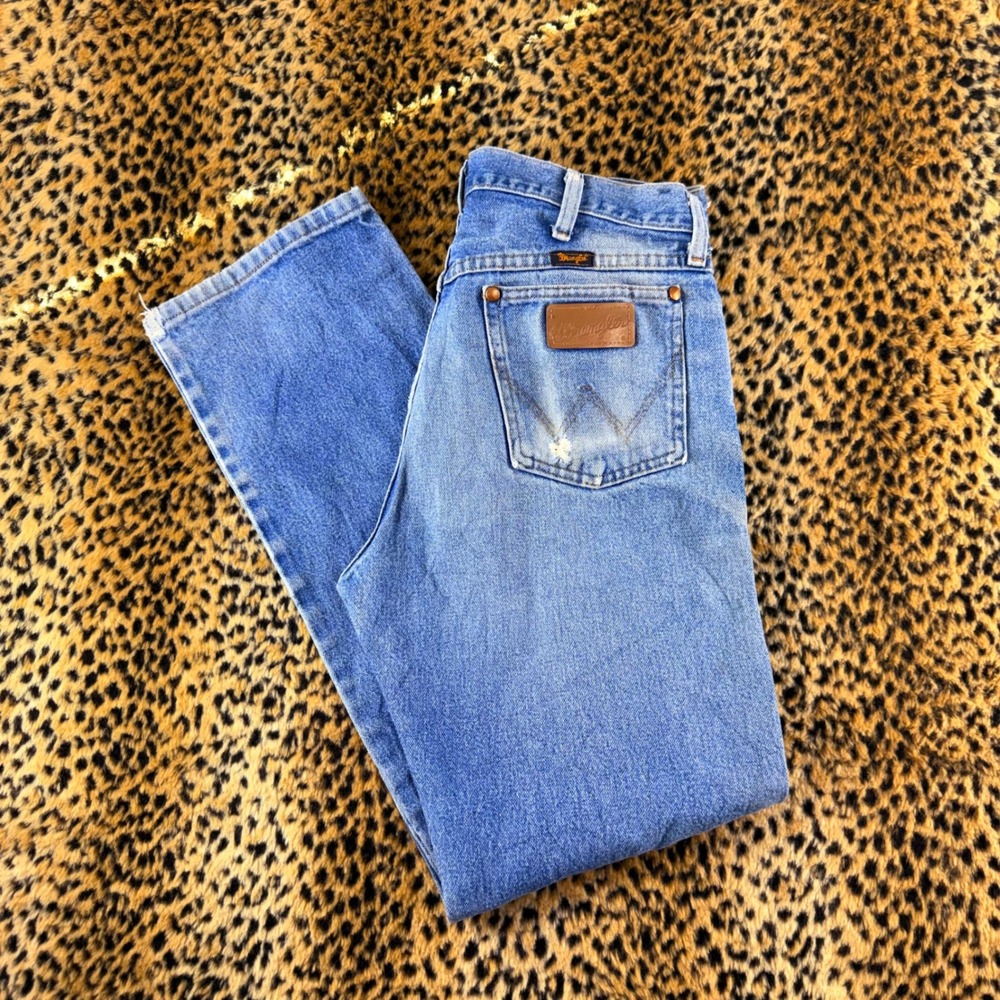 Vintage Wrangler Cowboy Cut 13MWZ Blue Distressed Denim Jeans 32x31 Mexico